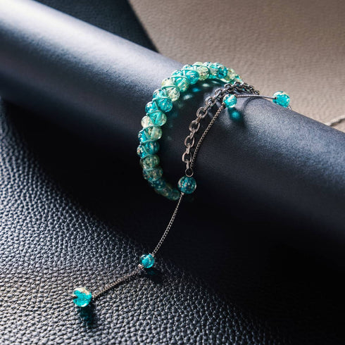 Blaugrün | Silber | Firefly Glas Kaskaden Doppelanhänger